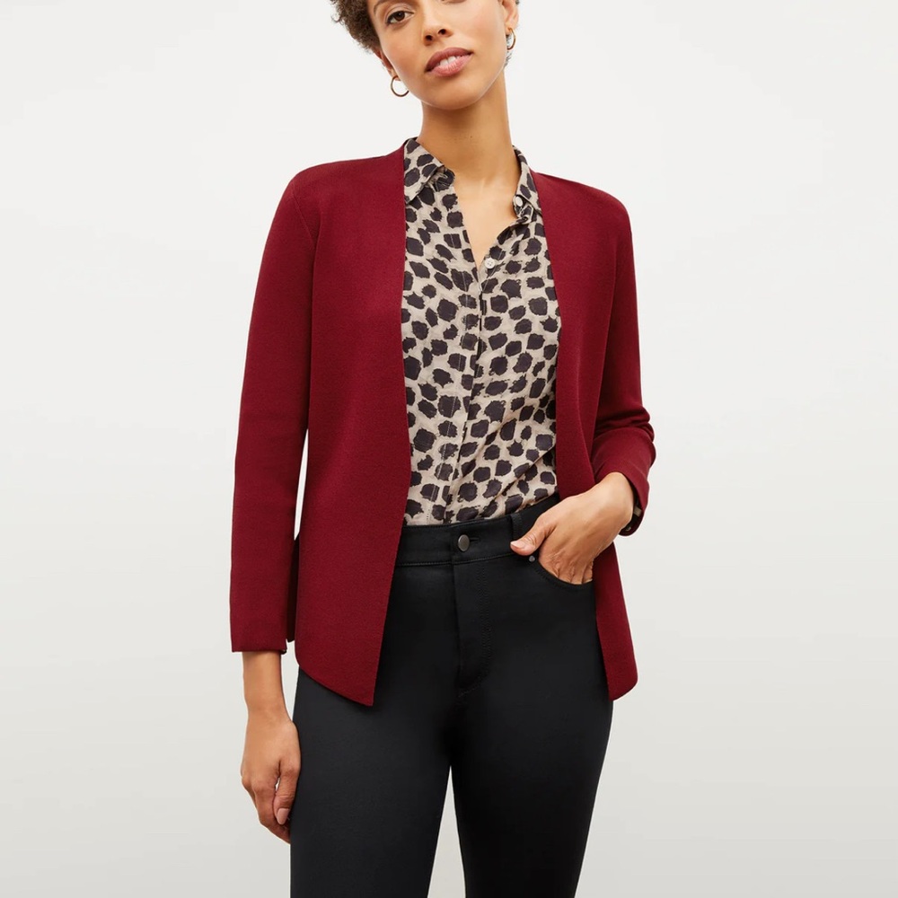 MM Lafleur Deep Red Open-Front Blazer